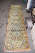 20th Century geometric patterned wool runner carpet