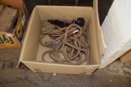 Box of various pulleys, rope etc