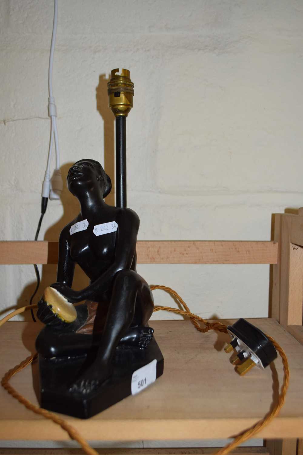 Vintage table lamp with figural base
