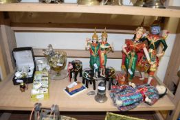 Collection of various costume dolls, thimbles and other items