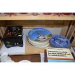 Collection of various assorted decorated plates to include Christmas editions, a contemporary