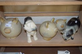 Collection of pottery pigs and a model Old English Sheepdog