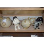 Collection of pottery pigs and a model Old English Sheepdog