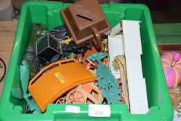 Box of various childrens plastic toys