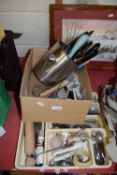 3 boxes/trays of mixed cutlery and kitchen items