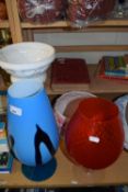 Mixed Lot: Art glass vases and a jardiniere and stand