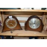 Two early 20th Century Smith's of Enfield oak cased mantel clocks