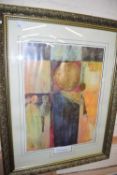 Joan Cawthorn, coloured print, gilt framed