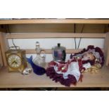 Mixed Lot: Porcelain headed doll,mantel clock and other assorted items