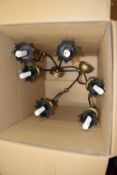 Pair of modern metal three branch wall light fittings