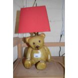 Modern table lamp with based formed as a teddy bear