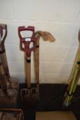 Spade, fork and two walking sticks