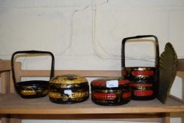 Collection of contemporary Chinese laquered ware covered boxes and containers