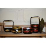 Collection of contemporary Chinese laquered ware covered boxes and containers
