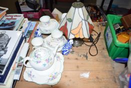 Mixed Lot: Tuscan tea wares, Tiffany style lamp and other items