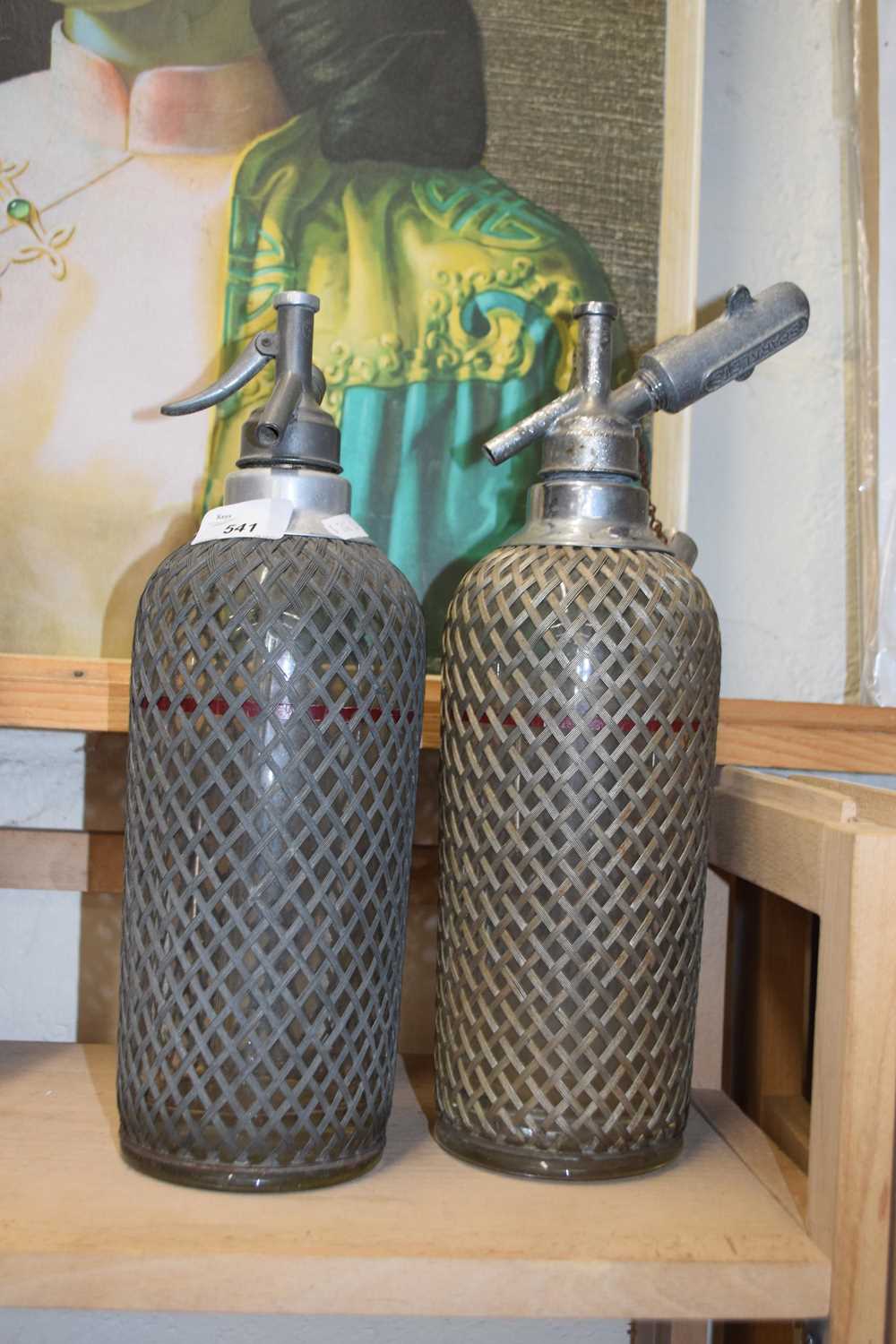 Two vintage glass soda siphons