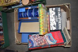 Box of assorted items to include box rice bowls with chopsticks, CD's and other items