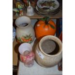 Royal Doulton mottle glazed vase together with a vintage orange ice bucket and two further vases