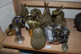 Mixed Lot: Various metal model fruit, silver plated wares and other items