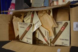 Collection of Juan Lopez cigar counter advertisements, plastic