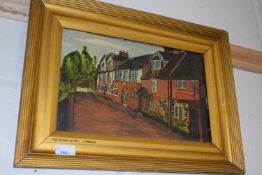 20th Century school study of The Swan Hotel, Horning, oil on board