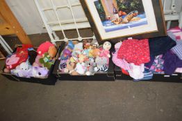 Large Mixed Lot: Various assorted soft toys, girls clothes etc