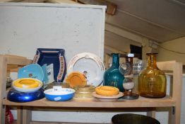 Collection of various pub ashtrays, decanters, water jug, egg timer etc