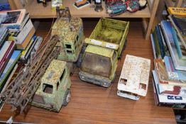 Mixed Lot: Vintage metal mobile crane model, a further Tonka truck and a transport vehicle (3)