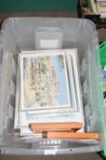 Box of various assorted mixed pictures, mainly continental prints