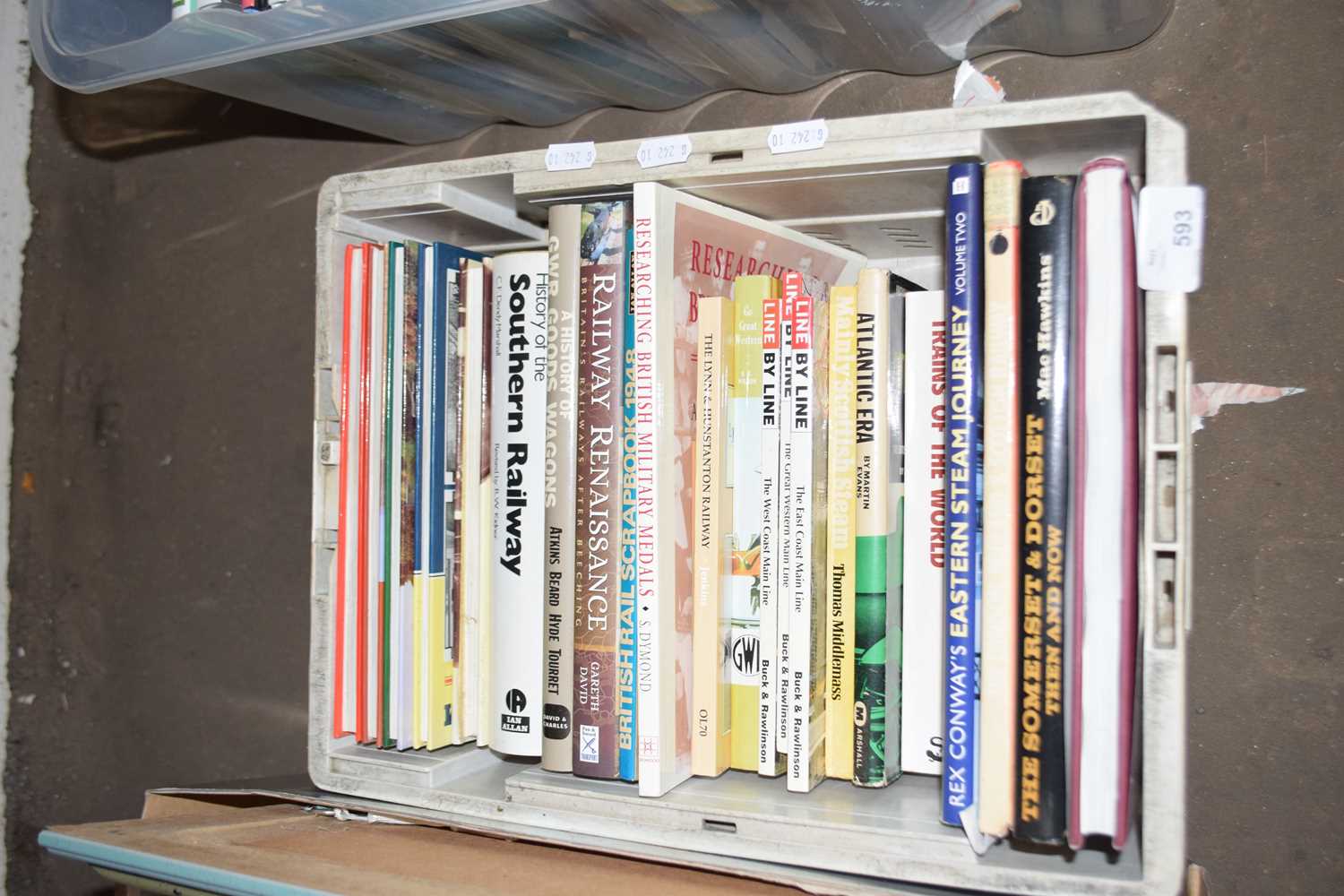 Box of books, railway interest