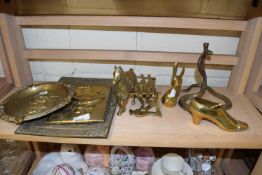 Mixed Lot: Various brass wares to include model cobra, wall plaques, large ashtray etc