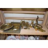 Mixed Lot: Various brass wares to include model cobra, wall plaques, large ashtray etc