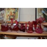 Mixed Lot: Cranberry glass wares to include Jack in the Pulpit vase, various bowls and other items