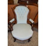 Victorian button backed library armchair