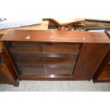 20th Century mahogany veneered bookcase cabinet with sliding glass doors