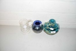 Mdina glass vase together with one other and a glass tankard