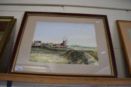 David Jenkins, Windmill at Cley, watercolour, framed and glazed