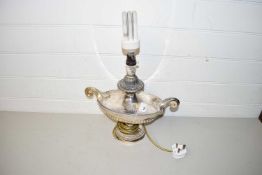 Table lamp with silver plated base