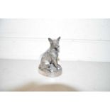 Contemporary Sheffield hallmarked filled silver model of a fox on plinth base