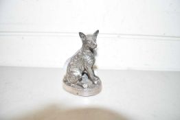 Contemporary Sheffield hallmarked filled silver model of a fox on plinth base