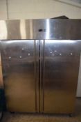 Large industrial double door steel freezer, 148cm wide