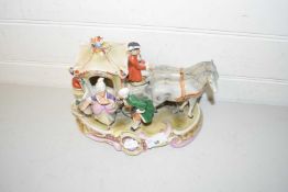 Continental porcelain model of horse and carriage