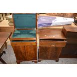 20th Century mahogany veneered cutlery cabinet with fitted interior together with a further