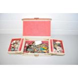 Cantilever jewellery box containing various assorted costume jewellery