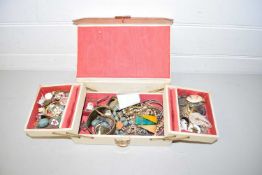 Cantilever jewellery box containing various assorted costume jewellery