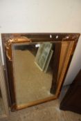 Modern rectangular bevelled wall mirror in gilt and crackle finish frame
