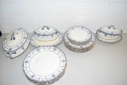 Quantity of Royal Doulton Blue Countess table wares to include covered vegetable dish, sauce
