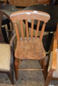 Victorian elm seated workshop chair on turned legs