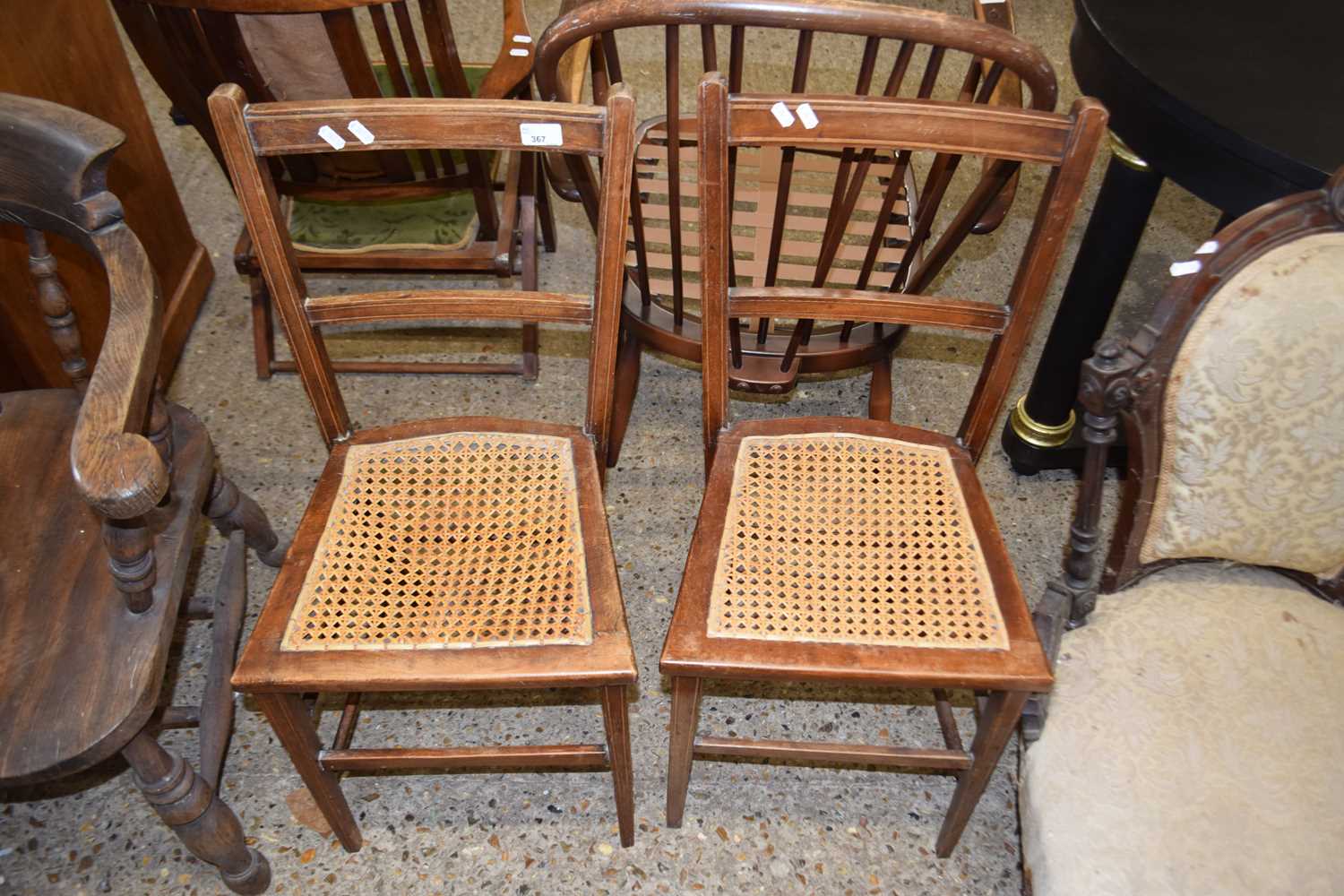 Pair of cane seated bedroom chairs