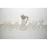 Mixed Lot: Clarence jug together with various drinking glasses